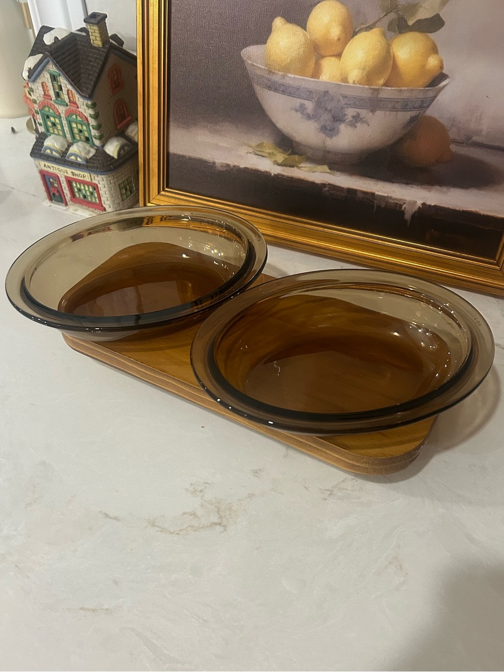 Vintage Pyrex England Amber Oval Serving Dishes Set of 2